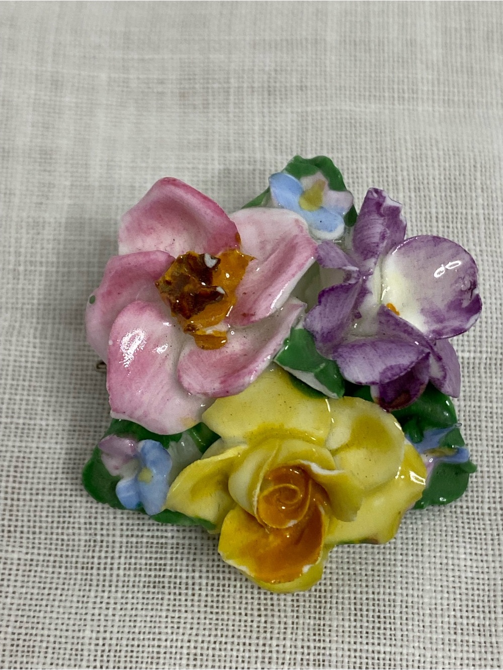 Vintage Coalport Fine Bone China Floral Bouquet Brooch Pin Made in England